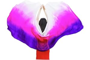 TMZAQH Women Real Silk Belly Dance Veils Silk Belly Dancing Silk Veil 3 Yards Hand Scarves Fire Flame Colors