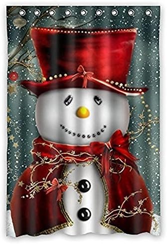 Custom Christmas Snowman Polyester Fabric Window Curtain 50"X84"(One Piece) Panels for Bed/Living Room