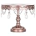 Amalfi Decor Cake Stand, Round Metal Pedestal Holder with Crystals, Rose Gold, 10 Inches