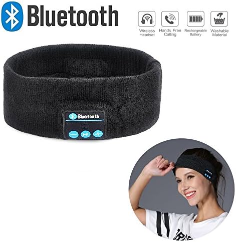 Bluetooth Music Running Headband, Fixinus Wireless Bluetooth Stereo Sports Headband Headphones Headset with Mic - Gym Exercise Running Yoga Sleeping Headband (Black)