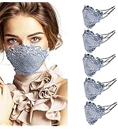 5 Pack Black Lace-Face-Mask for Women Wedding Masquerade Party - Fashion-Lace-Masks for Teens Gir...