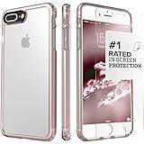 iPhone 7 Plus Case, Clear Rose Gold SaharaCase Protective Kit Bundle with [ZeroDamage Tempered Glass Screen Protector] Rugged Protection Anti-Slip Grip [Shockproof Bumper] Slim Fit (Clear)