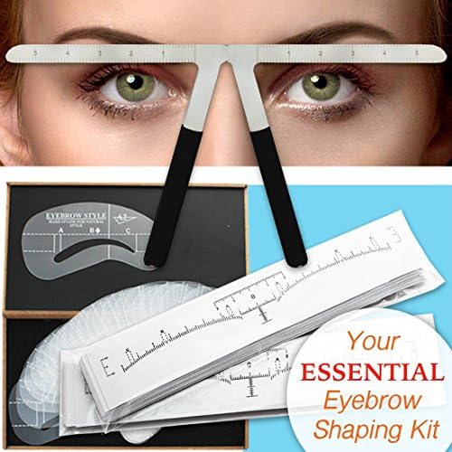 Eyebrow Stencil Kit Shaping Tool Set: Three-Point Positioning Ruler, 50 Disposable Eyebrow Rulers, Set of 24 Eyebrow Shape Stencils