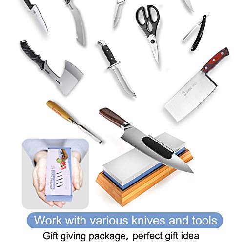 Knife Sharpening Stone Whetstone 1000/6000 Grit Water Stone Sharpener Kit 2 Sided Wet Stone Set for Kitchen Chef Pocket Knives Chisel, Bonus Non-slip Bases Holder, Flattening Stone, Angle Guide - Thumbnail 5