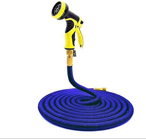 Best Expanding Water Hose-TRIPLE LATEX-TOP QUALITY With Available- Strongest Brass Connections--9 Pattern Spray Nozzle-Flexible Garden Water Hose (100FT)