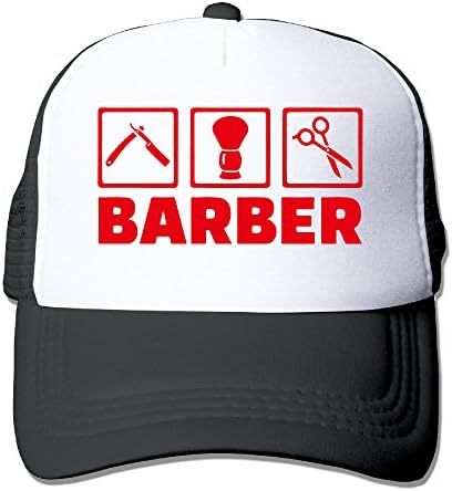 FishBoneStop Barber Tool Trucker Hat Mesh Cap Adjustable Snapback Strap Black