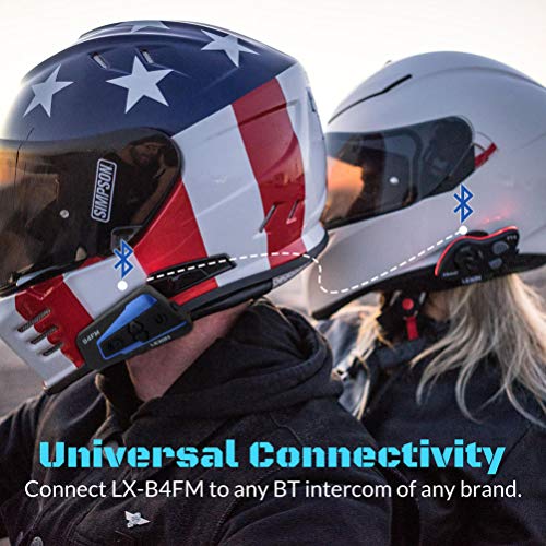 LEXIN LX-B4FM 4 Riders Motorcycle Intercom, Universal Helmet Communication System, Waterproof Bluetooth Headset with Speakers for Motorcycle Helmet 1600m Range - Thumbnail 3