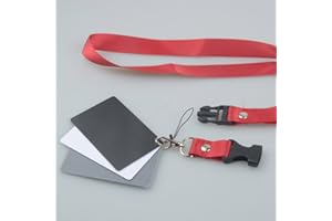 Andoer 3 in 1 Pocket-Size Digital White Black Grey Balance Cards 18% Gray Card with Neck Strap for Digital Photography