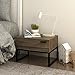 WLIVE 1 Drawer Nightstand, Wood End Table Dresser with Steel Frame, Bedside Furniture & Side Table for Bedroom, Gray Oak