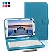 Kamor® 9.7" 9.7 Inch Universal PU Leather Stand Tablet Case with Keyboard + Micro USB Keyboard with Touch Screen Stylus Pen for 9.7 inch Android Tablet PC + Micro Female to Mini Male adapter (Light Blue)