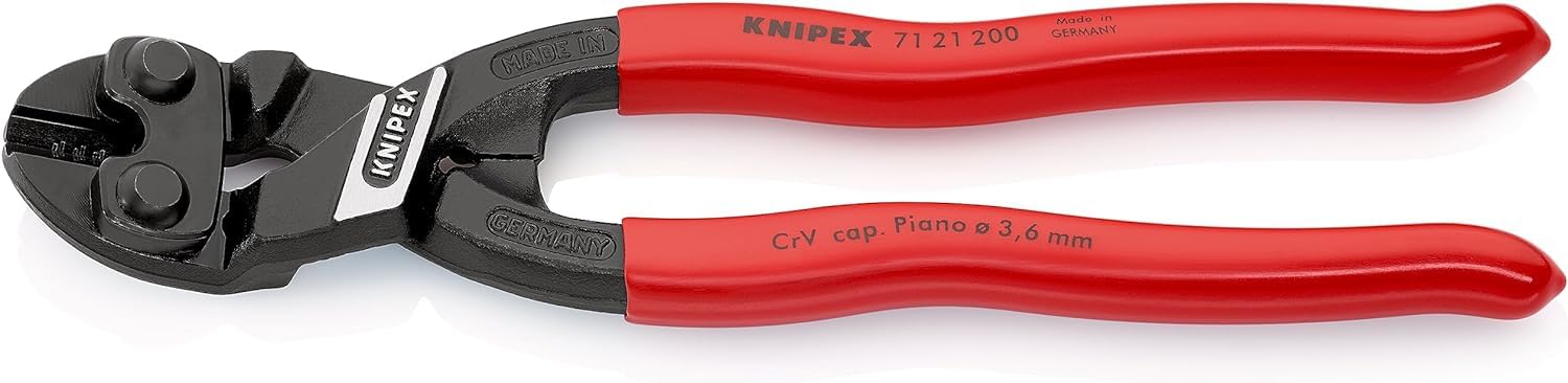 KNIPEX Cobolt Compact Bolt Cutter Self-Service Card with Plastic Coating 200 mm, 71 21 200 SB