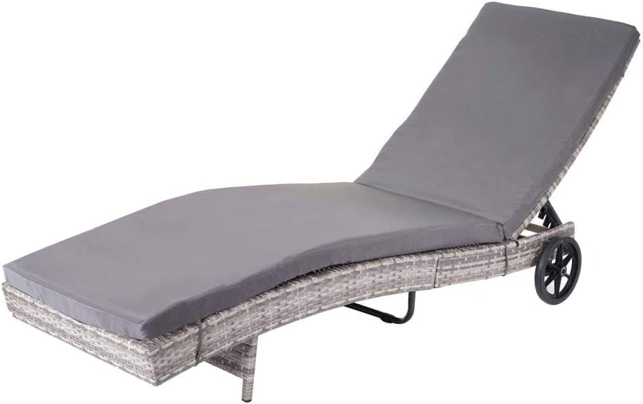 FQTLWR Poly-Rattan Sun Lounger Garden Lounger Cushion