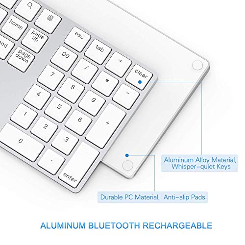 Bluetooth Number Pad, Lekvey Aluminum Rechargeable Wireless Numeric Keypad Slim 34-Keys External Numpad Keyboard Data Entry for Laptop, MacBook, MacBook Air/Pro, iMac, Windows, Surface Pro - Silver - Thumbnail 3