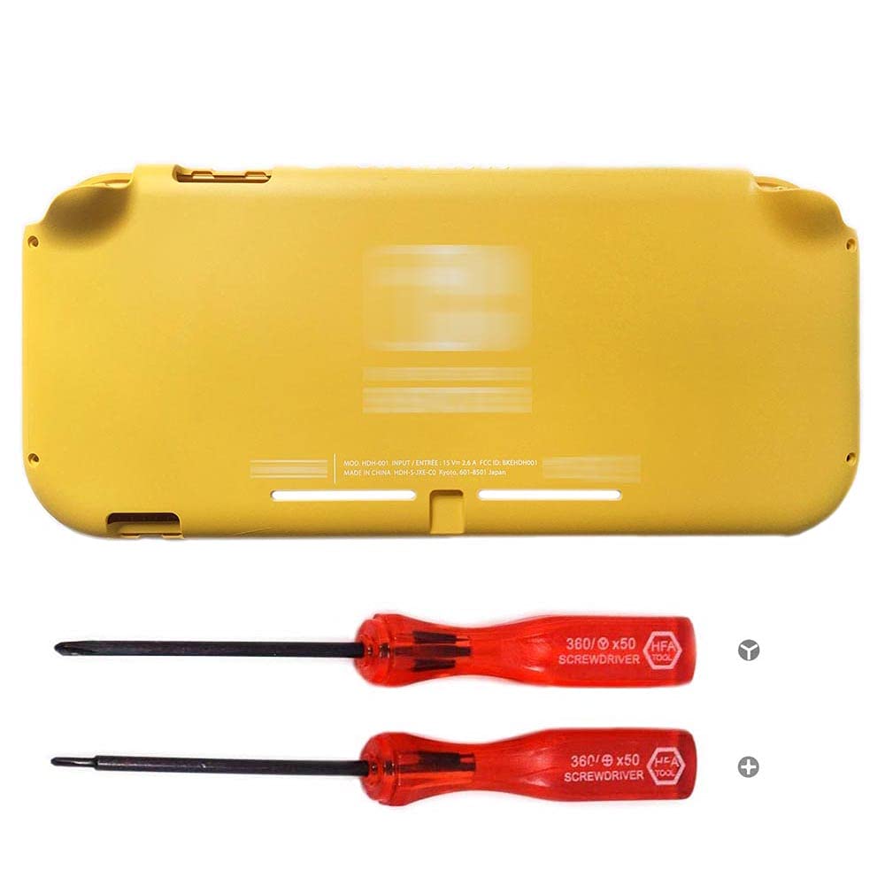 Rinbers Front Back Faceplate Rear Back Cover Housing Replacement for Nintendo Switch Lite Console HDH-001 Top Bottom Shell Case Plastic Cover - Yellow