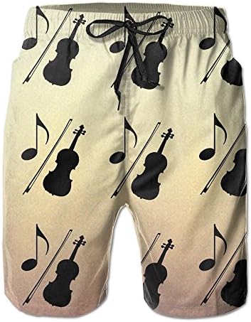 JINYIPI Board Shorts Violin Music Men's Quick Dry Classical colorful Swim Trunk Beach Boardshorts