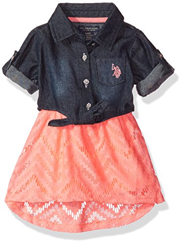 U.S. Polo Assn. Baby Girls' Casual Dress, Neon Light Coral, 3/6 Months U.S. Polo Assn. Baby Girls' Casual Dress, Neon Light Coral, 3/6 Months