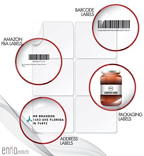 enKo - 3-1/3 x 4 Inch Label - White Blank - 6 Up Per Sheet Shipping Address Mailing Labels for Laser Inkjet Printer (300 Sheets, 1800 Labels) - Thumbnail 5