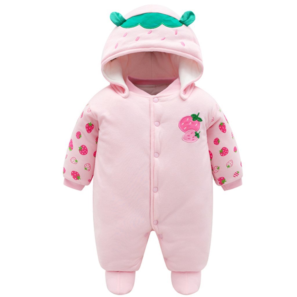Baby Rompers with Booties Hat Boys Girls Cotton Jumpsuit Infant Winter Outfits Set, 9-12 Months