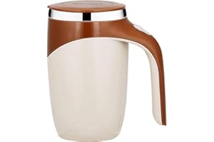 Huedimboene Automatic Magnetic Stirring Coffee Mug, Rotating Home Office Travel Mixing Cup，Funny Electric Stainless Steel Self Mixing Coffee Tumbler, for Coffee, Milk, Cocoa, Tea, Beverages, Brown