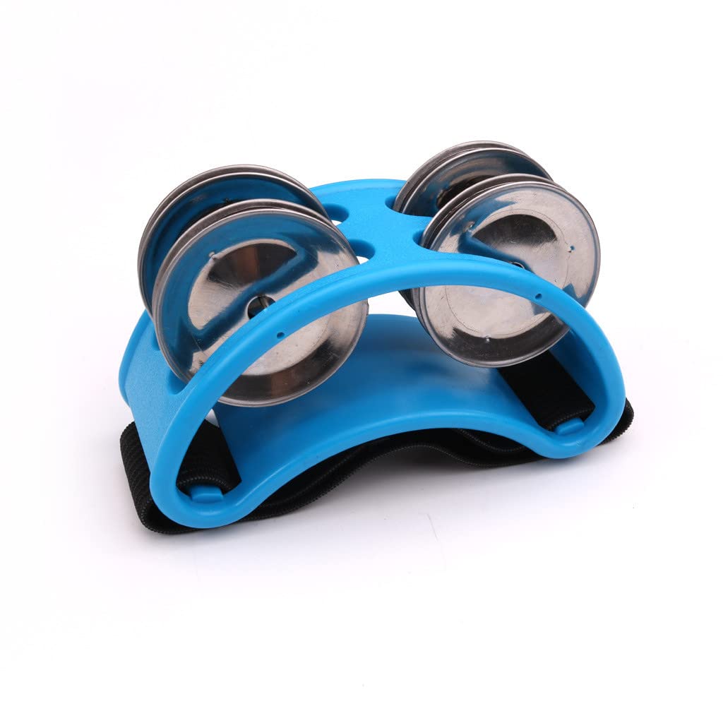 CHUANGOU Foot Tambourine with Metal Bells Bell Percussion Musical Instrument for Arms and Feet (Blue, Pack of 1)