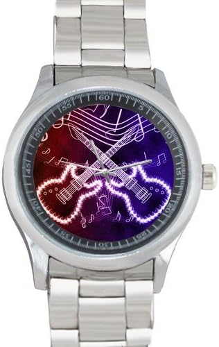 Men's Watch Neon Guitar Effects by Culaki Metal Christmas Day Gift Watch(40mm dia)