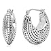 Sterling Silver Balinese Inspired Click Top Round Hoop Earrings (0.85