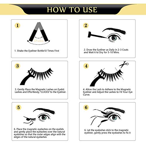Magnetic Eyelashes, Magnetic Eyeliner and Lashes Kit Natural 5D Silk Magnet Eyelash For Full Eye No Glue Reusable And Handmade Soft Magnet False Eyelashes With Applicator By ZEKEE[3 Pairs] - Thumbnail 7