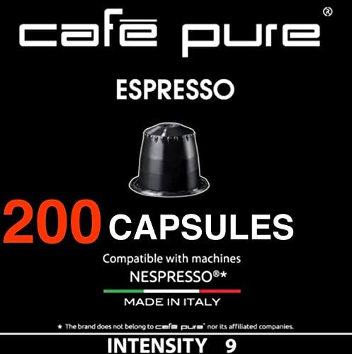 AMERICAN CAFE PURE NESPRESSO BLACK COMPATIBLE (Count $0.20), WHOLESALE 20 PACK 200 Pods $39.99 (unit $0.20). Made in ITALY. (20 Pack)