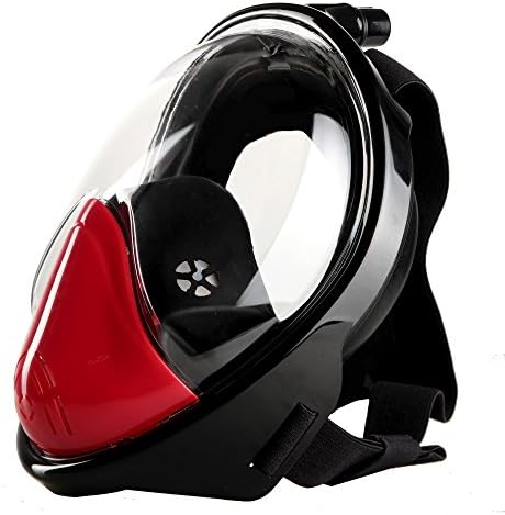 BLACK Full Face Snorkel Mask + Socks Men Women Kids GoPro 180o Anti-Fog Anti-Leak, Longer Ventilation, Water Tight. Larger View Than Traditional Masks. Prevents Gag Reflex with Tubeless Design L/XL
