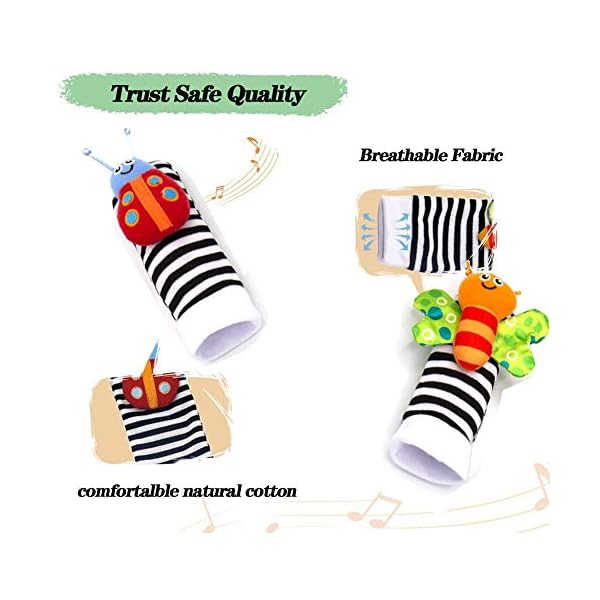 Foot-Finders-Wrist-Rattles-for-Infants-Developmental-Texture-Toys-for-Babies-Infant-Toy-Socks-Baby-Wrist-Rattle-Newborn-Toys-for-Baby-Girls-Boys-Baby-Boy-Girl-Toys-0-3-3-6-6-9-Months Foot Finders & Wrist Rattles for Infants Developmental Texture Toys for Babies & Infant Toy Socks & Baby Wrist Rattle - Newborn Toys for Baby Girls Boys - Baby Boy Girl Toys 0-3 3-6 6-9 Months