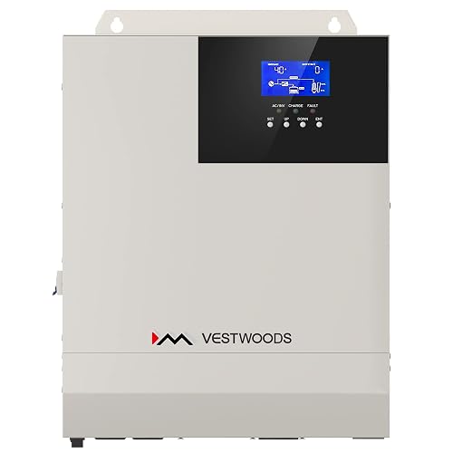 VESTWOODS 48V 5000W Hybrid Solar Inverter 48V DC to AC 110V Pure Sine ...