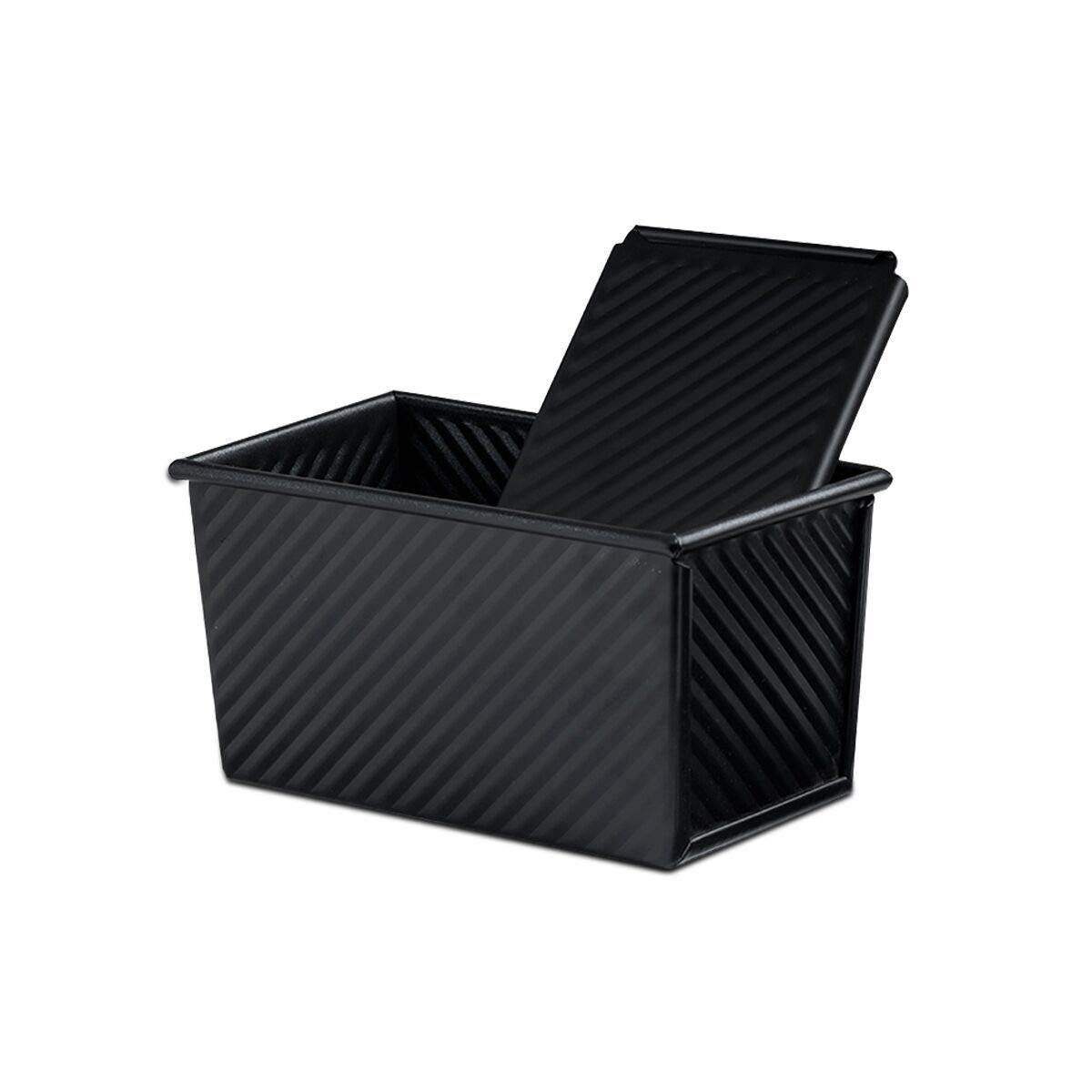 KiNeX Bread Tin with Lid, Non-Stick Loaf Tin Loaf Pan with Lid for Baking, Loaf Pan Bread Toast Mold, 450g(1lb) Bread Tins for Baking, Toast, Sandwich, Cake, Black