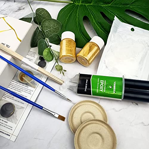 Kintsugi Repair Kit, Repair Your Meaningful Pottery with Gold Powder Glue, Starter Ceramic