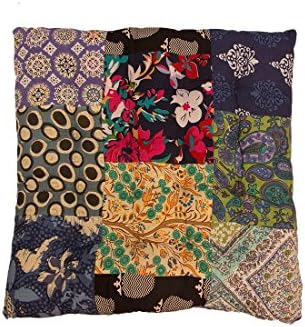 CraftedIndia Handcrafted Designer Ethnic Print Cotton Chair Cushion Pad Set - 17"x 17", Multicolour