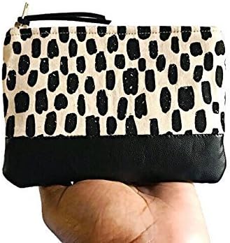 Dashes Black Leather Pouch, Coin Purse, Change Purse, Coin Wallet