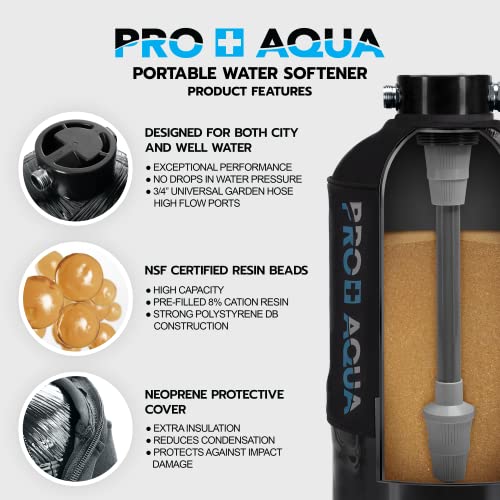 PRO+AQUA 16,000 Grain Portable Water Softener for RV, Trailers, Boats
