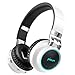 Picun Bluetooth Wireless Headphones LED Portable Bluetooth Headsets Support 7 Colors Lights 20 Hour Playtime TF Card Hi-Fi Stereo Bluetooth Headphones with Built in Mic for Phone/TV/PC/Travel(White)