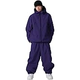 SnowElve Mens Ski Jacket and Pant Set Womens Snow Jacket Baggy Ski Suit Waterproof Insulated Snowboard Winter Outdoor