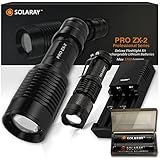 Super Bright Handheld LED Emergency Flashlights – Professional Series ZX-2 Kit High Lumen Flashlight – 5 Light Modes, Adjustable Focus, Outdoor Water Resistant – Rechargeable Battery, Charger