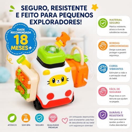 Cubo de Atividades Montessori 5 em 1 Brinquedo de Encaixe Sensorial Bebê