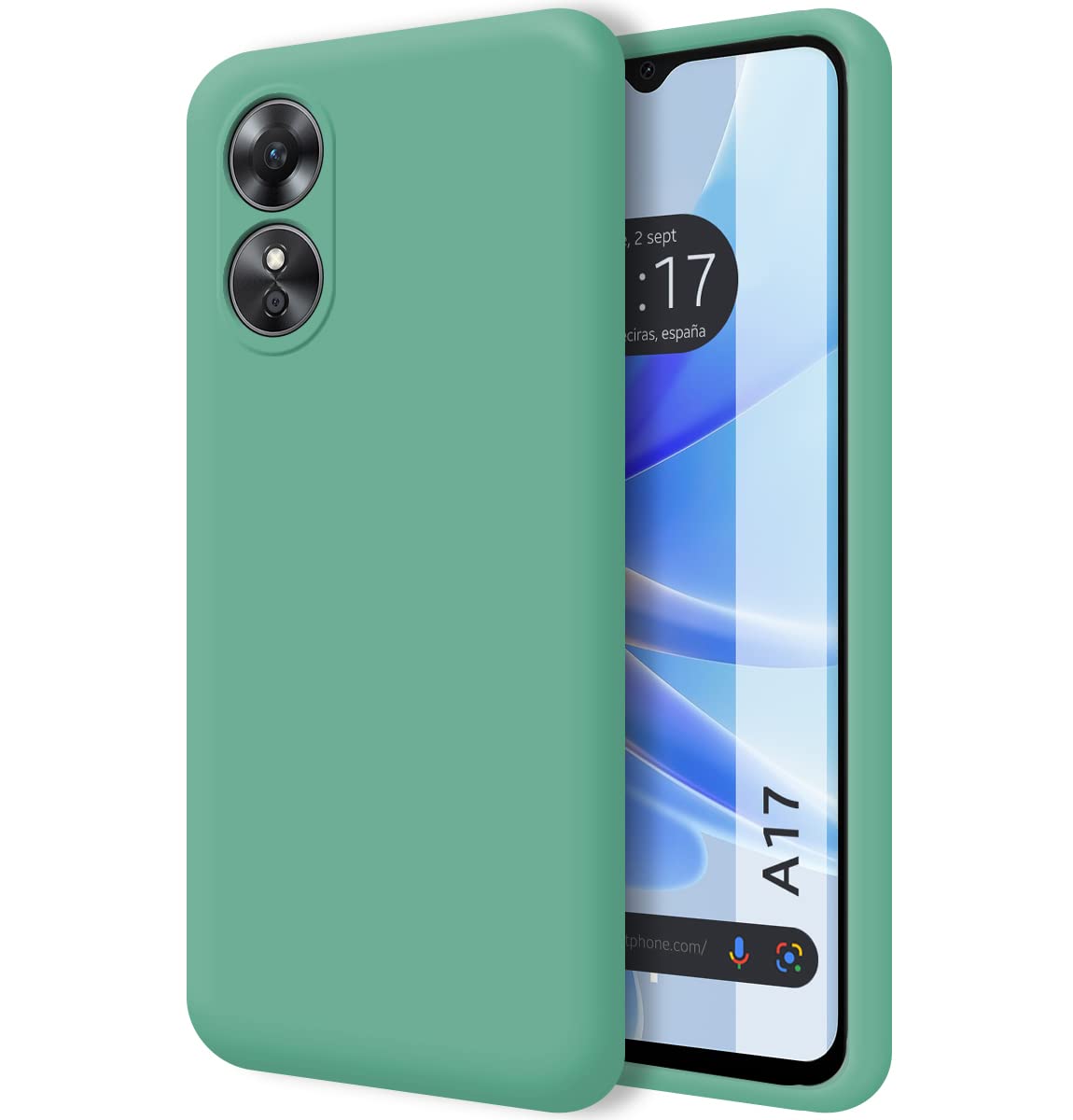 Tumundosmartphone Silicone Liquid Ultra Soft Case for Oppo A17 Green