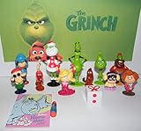 The Grinch Movie Deluxe Figure Toy Set of 14 with 12 Figures, Notebook and Eraser Featuring Classic and All Characters Including Groopert, Brinklebaum and More!