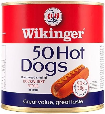 Wikinger Hot Dogs Beechwood Smoked Bockwurst Style in Brine 12.5cm - 3 x 50s