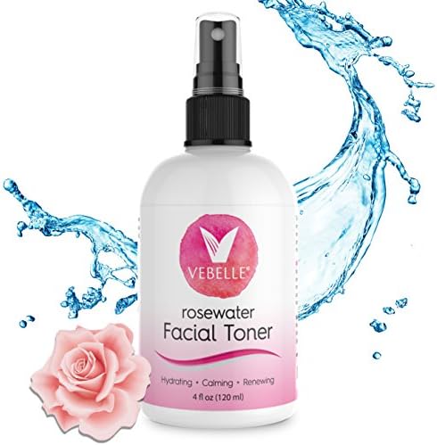 VEBELLE Rosewater Facial Toner Spray by Anti Aging Company - Organic Super-hydrating Face and Neck Toning for All Skin Types - 4oz