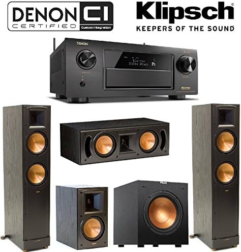 Denon Receiver Audio &amp; Video Component Receiver,Black (AVRX6300H) + Klipsch RB-51 II Bookshelf + Klipsch - RC-42 II Center + Klipsch R-10SW Subwoofer + Pair of Klipsch RF-82 II Bundle