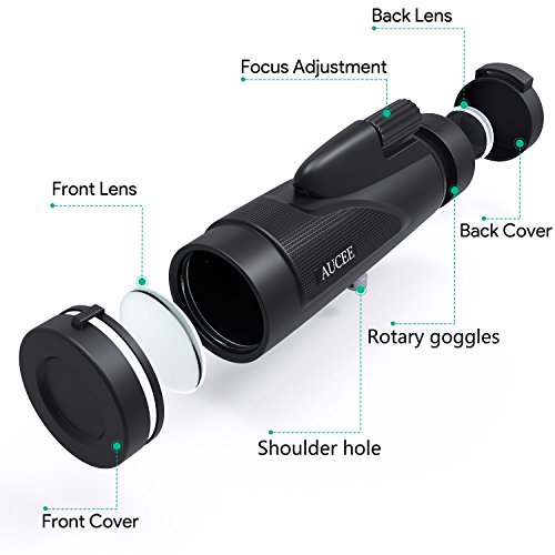 12x50 Monocular Telescope for Adults, AUCEE HD High Power Bak4 Prism FMC Monocular Compact Waterproof Monocular with Smartphone Adapter Tripod for Bird Watching Hunting Hiking Camping Travelling