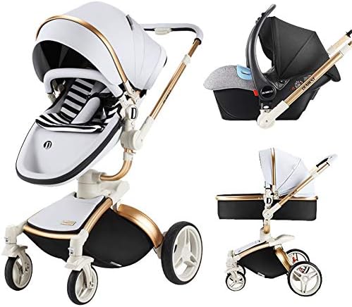 Baby Stroller 3 in 1 with Separate carrycot Gold Frame 360 Degrees Rotation High Baby Carriage Landscape Stroller for Newborn ({Type=String, Value=Silver})