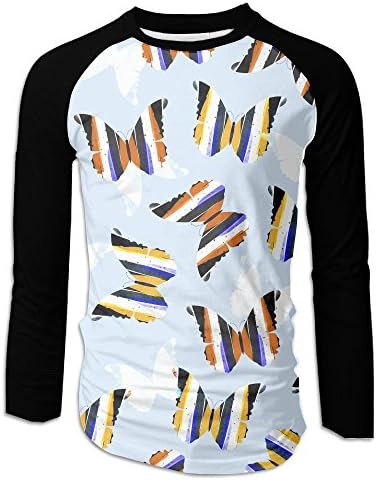 Art Butterfly Men's Round Neck T-Shirt Cool Baseball Tees Tops