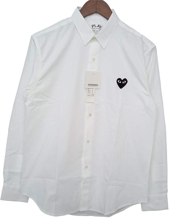 Amazon コム デ ギャルソン Cdg Play シャツ メンズ 長袖 ワイシャツ トップス ブラックハート ロゴ 細身 刺繍 襟付き コットン カジュアル 男女兼用 ホワイト ブラック 02 ホワイト L Tシャツ カットソー 通販