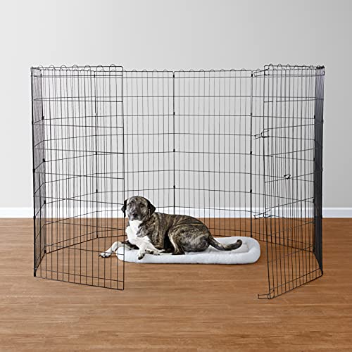 Amazon Basics Foldable Metal Exercise Pet Play Pen for Dogs, Fence Pen, No Door, Large, 60 x 60